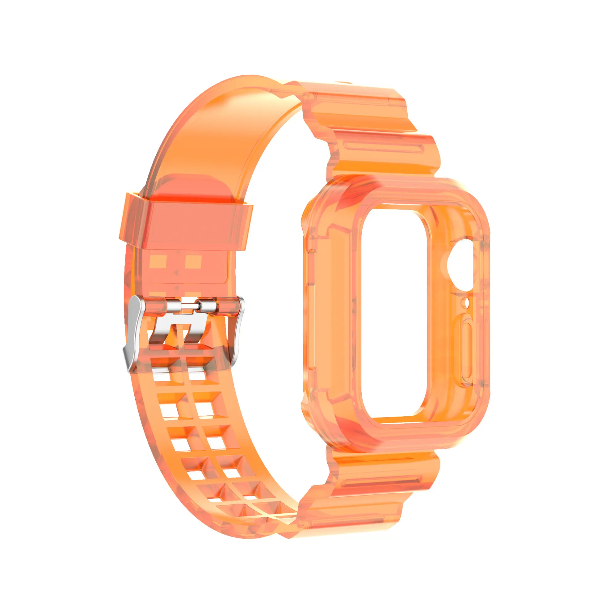 Hoge Kwaliteit TPU Gel Transparante Band Met Beschermhoes Geïntegreerde Horlogeband Voor Apple Watch 9 8 7 6 5 4 3 2 1