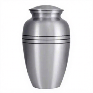 Urna Funeraria de Metal Plateado para Cenizas Humanas, Urna Decorativa Conmemorativa con Tapa - Artesanía India para el Hogar - Product Image 1