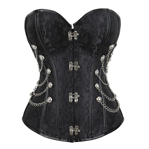 <span class=keywords><strong>Abito</strong></span> a corsetto Steampunk in pelle gotica <span class=keywords><strong>Bustier</strong></span> Top rinascimentale blusa con gonna Burlesque Costume da pirata in tre pezzi - Product Image 4
