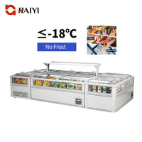 Congélateur d'îlot combiné pour supermarché, congélateur de présentation d'îlot combiné pour saucisses et charcuterie