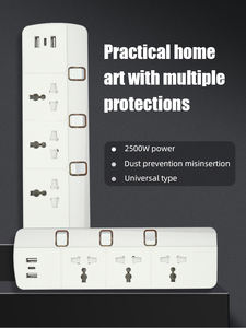 PLUS Overload Protection Power Strip 3 Universal Outlets 3 USB Ports 10A 2500W <b>Extension</b> <b>Socket</b> - Product Image 5