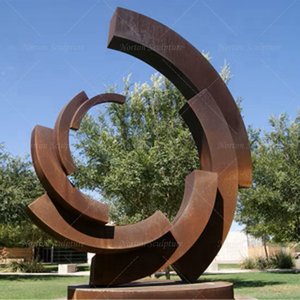 Escultura de Anillo de Acero Corten de Arte Urbano Moderno, Gran Estatua Circular de Metal Abstracta para Parques Públicos y Rediseño de Jardines de Villas - Product Image 4