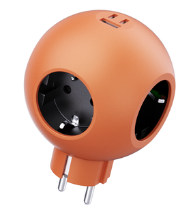 ปลั๊กพ่วงไฟฟ้าแบบหลายช่องเสียบ 3 ช่องแบบ EU แนวตั้ง พร้อมพอร์ต USB PD 25W 3 พอร์ต - Product Image 1