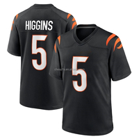 Jersey Sepak Bola Amerika Cincinnati Bengal Jahitan Grosir Warna Hitam # 1 Ja'Marr Chase # 9 Joe Burrow # 5 Kaos Sepak Bola Tee Higgins