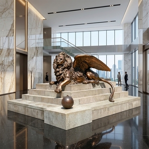 Magnífica Estatua <span class=keywords><strong>de</strong></span> León Alado <span class=keywords><strong>de</strong></span> Bronce Fundido a Mano - Escultura Emblemática <span class=keywords><strong>de</strong></span> Estilo San Marcos Veneciano, Escultura <span class=keywords><strong>de</strong></span> León <span class=keywords><strong>de</strong></span> Bronce - Product Image 2