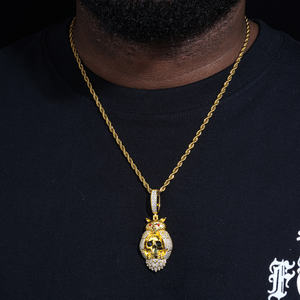 Hip Hop pria pesta perhiasan berlapis emas 925 perak murni diasah Moissanite berlian es keluar kerangka liontin burung hantu - Product Image 5