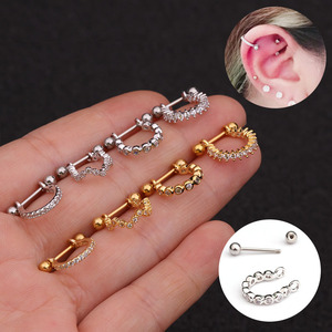Wholesale Ear Tragus Cartilage Ring Stainless Steel Barbell With Cz Hoop Cartilage Cuff Piercing Helix <strong>Daith</strong> Rook Lobe <strong>Earrings</strong> - Product Image 2
