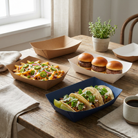 Boîte à tacos en papier kraft jetable, résistante à la graisse, avec logo personnalisé