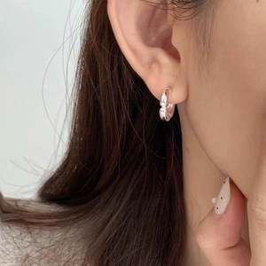 S925 Sterling <b>Silver</b> Geometric C Shape <b>Stud</b> Earrings Minimalist Everyday Wear - Product Image 3