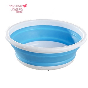 Collapsible Folding Blue Color Basin Wholesale Silicone Collapsible Foldable Plastic Wash Basin Made of PP+TPR Material 1000pcs