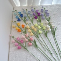 Bunga Lily of the Valley Rajutan Tangan Buatan dari Benang Katun Multi Warna, Tangkai Bunga Rajut untuk Dekorasi Rumah dan Pernikahan
