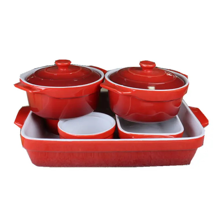 Set da forno rettangolare in ceramica con Mini casseruola in ceramica Ramekin