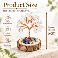Arbre à Monnaie en Cristal Naturel, Mini Ornement, Base en Bois, Pierre Précieuse Faite à la Main, Décoration de Bureau Feng Shui