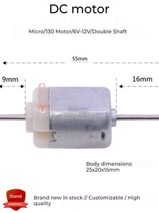 <span class=keywords><strong>Motor</strong></span> <span class=keywords><strong>DC</strong></span> com Escovas de Eixo Duplo 130, 1.5-12V, Alta Velocidade 12K RPM, Direto da Fábrica, para Ventiladores, Robôs de Brinquedo, Projetos DIY e Trens em Escala H0 - Product Image 4