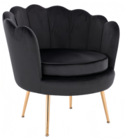 Chaise de loisirs moderne de haute qualité à cadre en métal doré en tissu de velours noir