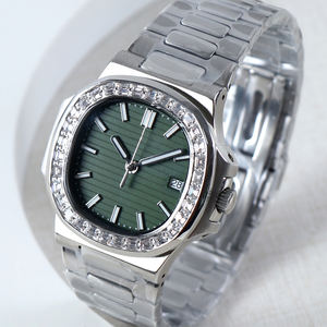 Montre personnalisée avec logo, mouvement automatique NH35, montres mécaniques pour hommes, bracelet de luxe, cadran serti de diamants, étanche - Product Image 2