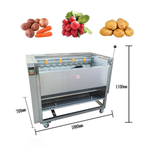 Machine à éplucher les pommes de terre commerciale entièrement automatique de type brosse, équipement électrique de nettoyage et d'épluchage des fruits et légumes - Product Image 1