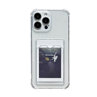 Coque de téléphone transparente en silicone TPU antichoc avec poche pour cartes et support, prix usine, compatible iPhone 17/16/15/14/13/12/11/XS Max/8 Plus, durable
