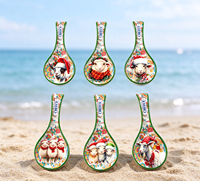Souvenir mural personnalisé en mélamine en forme de cuillère, imprimé Chypre Grèce, mouton chèvre, décoration maison cuisine, cadeau de voyage, ornement