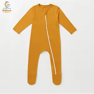 Bamboe Baby Pyjama Anti Skip Betaalde Baby Rompertjes Effen Kleur Zachte Rits Baby Rompertjes