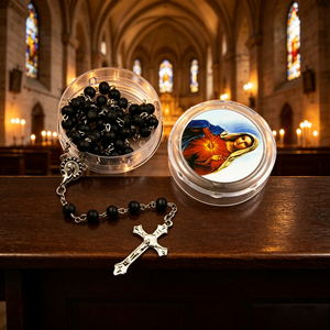 Rosario Católico con Cruz Plateada, Cuentas de Madera Religiosas y Mini Cuentas de ABS/Aleación de Zinc que Brillan en la Oscuridad, Centro de Mesa al por Mayor - Product Image 2