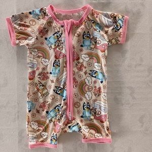 Оптовый комплект детских пижам из бамбуковой вискозы с двусторонней молнией и коротким рукавом, вязаный, на заказ - Product Image 6