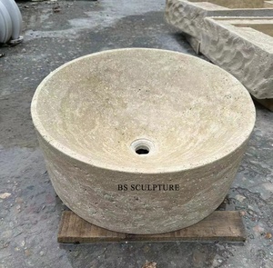 <span class=keywords><strong>Lavabo</strong></span> redondo de <span class=keywords><strong>piedra</strong></span> para baño, <span class=keywords><strong>lavabo</strong></span> de mármol <span class=keywords><strong>beige</strong></span> hecho a mano - Product Image 1