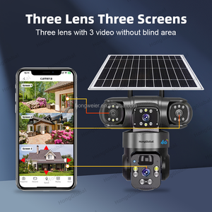 Hongglobal 9mp không dây năng lượng mặt trời Powered ngoài trời surveil PTZ CCTV Camera V380 <span class=keywords><strong>Pro</strong></span> ba ống kính 4 gam Sim thẻ an ninh 4 gam năng lượng mặt trời máy ảnh - Product Image 3