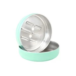 Latas Redondas de Aluminio Plateado con Tapa de Rosca y Drenaje, Envase para Jabón con Impresión Offset - Product Image 2