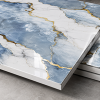 Panneau mural décoratif brillant en PVC, feuille de marbre pour décoration intérieure, panneau UV facile à installer, doré, personnalisé