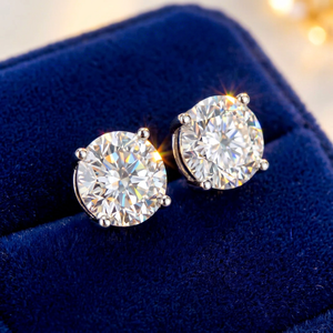 Pendientes de Diamantes Cultivados en Laboratorio con Corte Brillante Redondo, Plata 925, Certificados por IGI, Unisex - Product Image 1