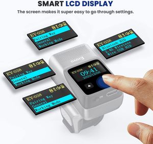 Eyoyo <span class=keywords><strong>2D</strong></span> <span class=keywords><strong>bluetooth</strong></span> vòng Máy quét mã vạch với màn hình, <span class=keywords><strong>Mini</strong></span> Wearable không dây ngón tay <span class=keywords><strong>Scanner</strong></span> Reader hàng tồn kho tương thích với iPad - Product Image 2
