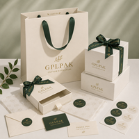 Kotak Magnetik Logo Kustom Stiker Pita Kartu Kertas Amplop Kemasan Kotak Hadiah untuk Perhiasan Pernikahan Parfum Set Hadiah Toko