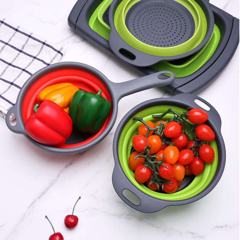 Складной дуршлаг, корзина для макаронных изделий с пластиковыми ручками, кухонная Складная сливная корзина с ручками