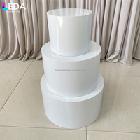 Support de présentation de gâteau en acrylique à trois niveaux personnalisé LEDA, blanc, pour buffet, table, rehausseur de nourriture, mariage, Noël, événement