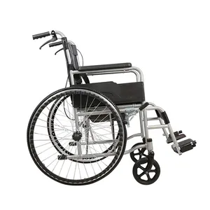 Kursi Lipat Baja Tahan Karat Ringan dengan Roda Kursi Roda Standar Manual untuk Nonaktif Di Rumah Sakit