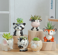 Pot Succulent en céramique pour bébé, avec trou de Drainage, ensemble de conteneurs pour plantes de fleurs, motifs de dessin animé