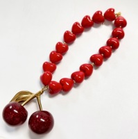 Nieuwste Trends Vrouwen Hart Kralen Ketting Ketting Mode Glitter Hars Fruit Kersen Hanger Ketting Cadeau Voor Meisjes Dikke Choker