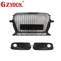 Pour Audi Q5 8R Facelift 2013-2016 Kit de calandre nid d'abeille RS - Calandre de pare-chocs avant + Grilles de feux antibrouillard inférieurs 8R0853651AC 8R0807681M