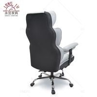 Chaise de bureau de direction ergonomique contemporaine en cuir gris, réglable en hauteur, avec repose-pieds, roulettes, dossier haut, pivotant à 360 degrés