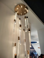 Lustre LED moderne de luxe 3000K blanc chaud en cristal long Design postmoderne en verre de Murano pour salon salle à manger escalier