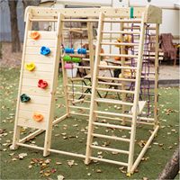 Parque de Juegos Montessori de Madera de Alta Calidad, Seguro, 8 en 1, para Interiores, con Tobogán, Columpio y Estructura de Escalada, Personalizable