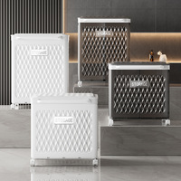 Panier de courses portable en plastique PP avec poignée et roulettes, chariot de rangement roulant pour la lessive, idéal pour la maison et le marché