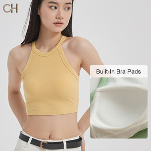 Custom Summer Women's Clothing 2026 <strong>Best</strong>-Selling Style Camisole <strong>Built</strong>-In <strong>Bra</strong> Crop Top Scoop Neck Fast Sampling Bulk Production - Product Image 4