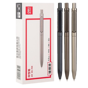 Deli A12 Gel Pen 0.5mm Black Press Type Office School Writing Pen Metallic Texture Smooth Writing - Product Image 5