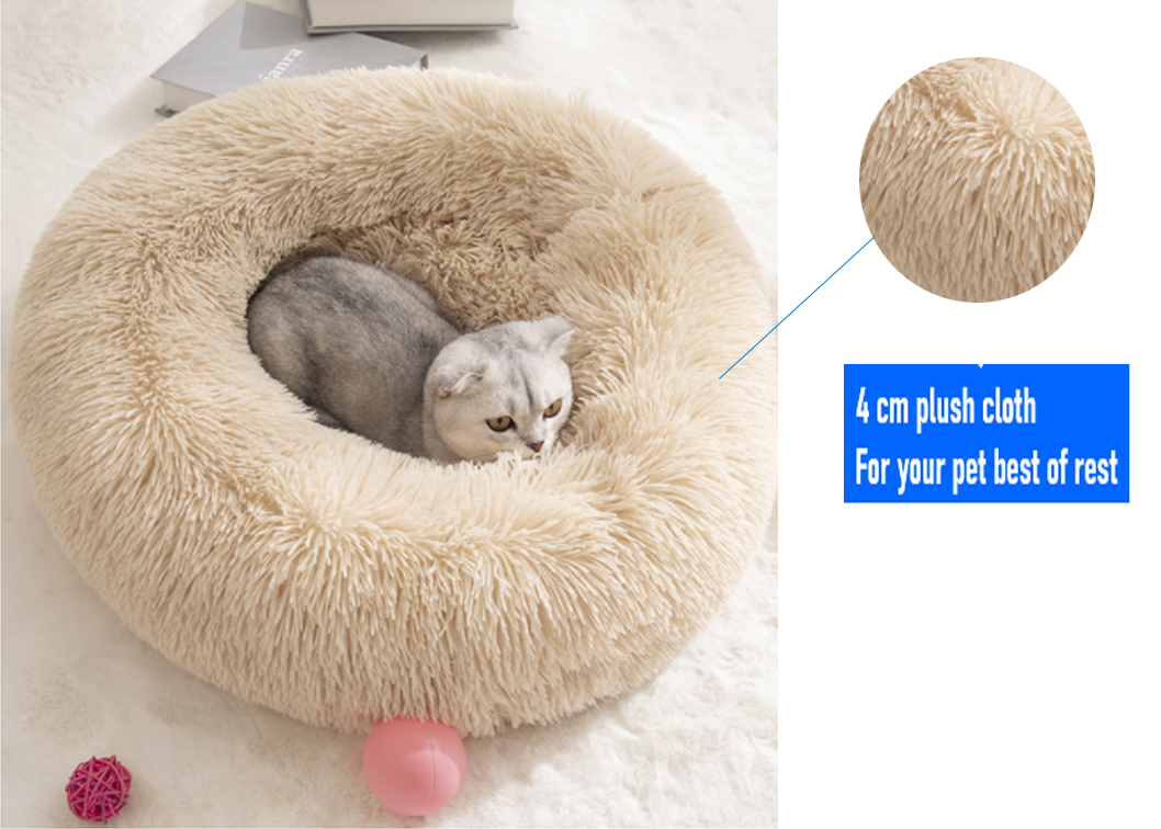 Wholesale Factory 50*50*4cm Warm Washable For Small Animal And Furry Round Pet Bed With Memory Foam For Pets