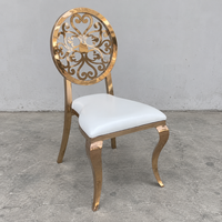 Chaise en acier inoxydable doré avec dossier rond et pieds courbés pour mariage, banquet, hôtel (vente en gros)