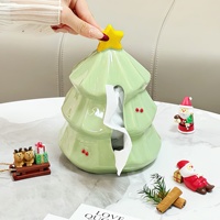 Boîte à mouchoirs en céramique imperméable en forme de sapin de Noël mignon et élégant, pièce décorative pour table basse de salon