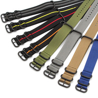 Bracelet de montre de remplacement balistique lourd avec logo personnalisé 3 anneaux 18mm 20mm 22mm 24mm Boucle noire sablée 4 anneaux Bracelet de montre en nylon