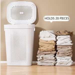 Panier de rangement pour linge sale, grande capacité, en plastique coloré, taille moyenne, produit ménager très vendu - Product Image 2
